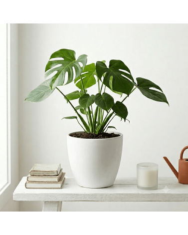 Pot de Fleurs Ciment 28 cm de Hauteur, 12 L Intérieur/Extérieur Naturel