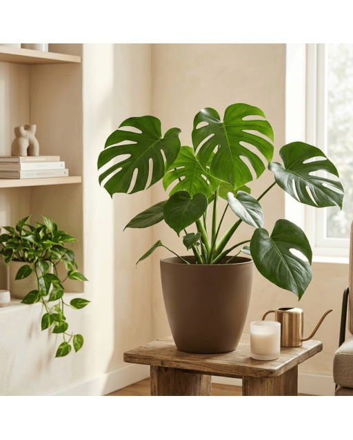 Pot de Fleurs Ciment 28 cm de Hauteur, 12 L Intérieur/Extérieur Marron