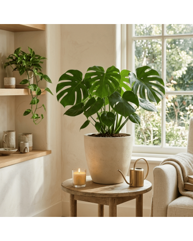 Pot de Fleurs Ciment 28 cm de Hauteur, 12 L Intérieur/Extérieur Kaki