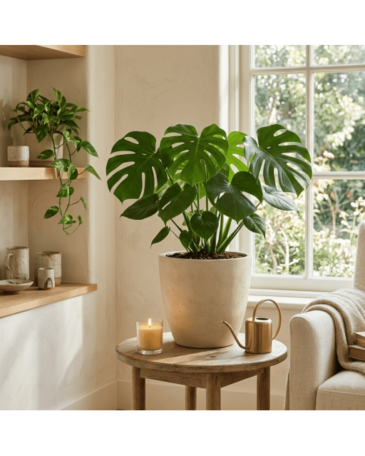 Pot de Fleurs Ciment 28 cm de Hauteur, 12 L Intérieur/Extérieur Kaki