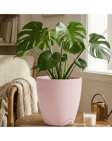 Pot de Fleurs Ciment 28 cm de Hauteur, 12 L Intérieur/Extérieur Saumon
