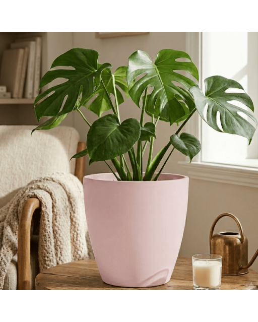 Pot de Fleurs Ciment 28 cm de Hauteur, 12 L Intérieur/Extérieur Saumon
