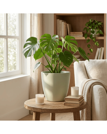 Pot de Fleurs Ciment 28 cm de Hauteur, 12 L Intérieur/Extérieur Vert