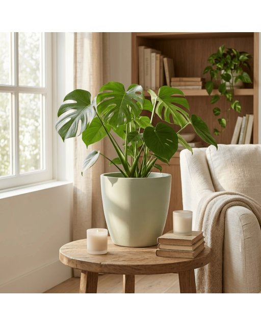 Pot de Fleurs Ciment 28 cm de Hauteur, 12 L Intérieur/Extérieur Vert
