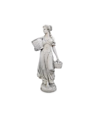 Statue décorative extérieure en pierre jeune fille avec paniers
