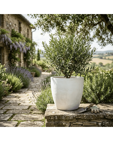 Pot de Fleurs Ciment 47 cm de Hauteur, 80 L Intérieur/Extérieur Naturel