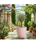 Pot de Fleurs Ciment 47 cm de Hauteur, 80 L Intérieur/Extérieur Saumon
