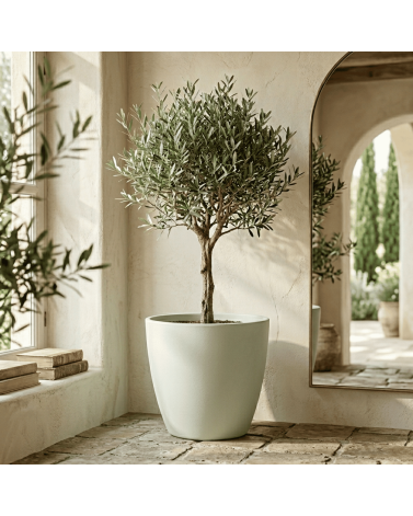 Pot de Fleurs Ciment 47 cm de Hauteur, 80 L Intérieur/Extérieur Vert