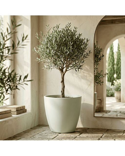 Pot de Fleurs Ciment 47 cm de Hauteur, 80 L Intérieur/Extérieur Vert