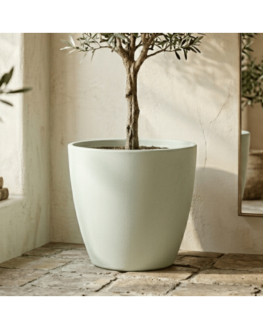 Pot de Fleurs Ciment 47 cm de Hauteur, 80 L Intérieur/Extérieur Vert