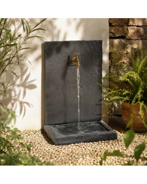 Fontaine de Jardin en Pierre Ardoise Noir