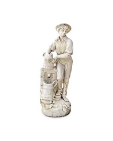 Statue de Jardin en Pierre Garçon avec Jarre H.100 cm