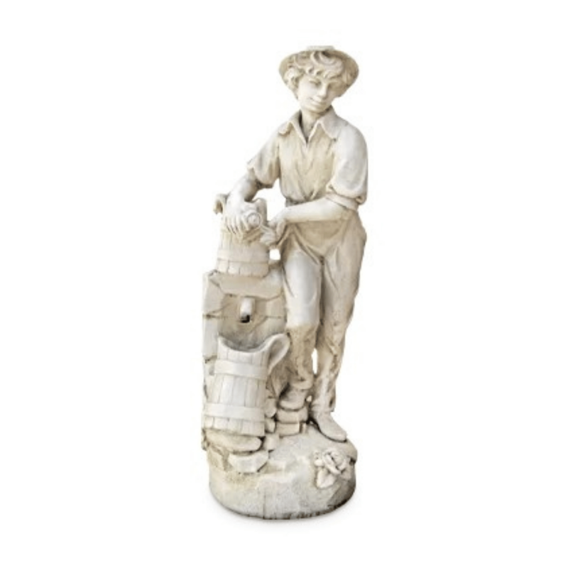 Statue de Jardin en Pierre Garçon avec Jarre H.100 cm