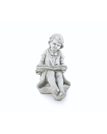 Statue de Jardin en Pierre Garçon Lisant un Livre H.75 cm