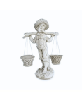 Statue de Jardin en Pierre Petit Garçon Portant de l'Eau H.65 cm