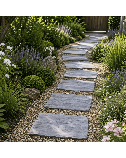 Pas Japonais Rectangulaire Imitation Schiste 40 x 30 x 2,5 cm Gris