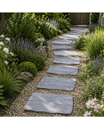 Pas Japonais Rectangulaire Imitation Schiste 40 x 30 x 2,5 cm Gris