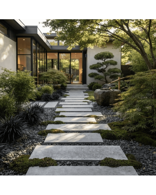 Pas Japonais Rectangulaire Imitation Bois 59 x 20 x 2,5 cm Gris