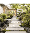Pas Japonais Rectangulaire Imitation Bois 59 x 20 x 2,5 cm Ivoire