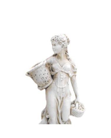 Statue de Jardin en Pierre Fille avec deux paniers