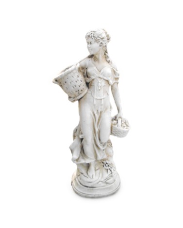 Statue de Jardin en Pierre Fille avec deux paniers