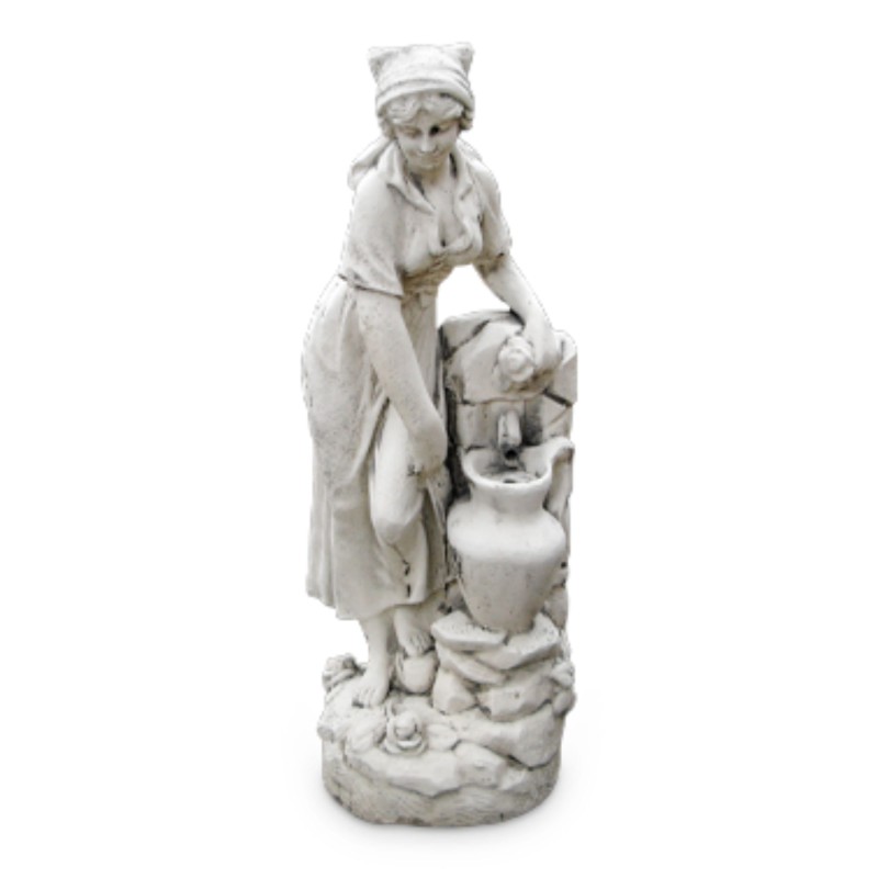 Statue de Jardin en Pierre Femme Puisant de l'eau