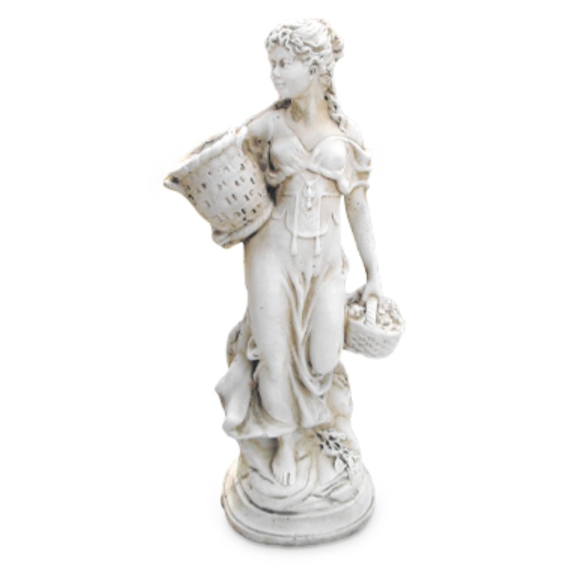 Statue de Jardin en Pierre XL Fille avec deux paniers