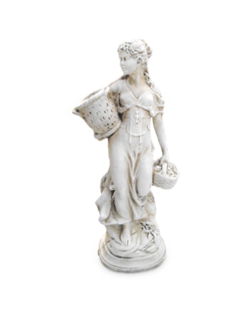 Statue de Jardin en Pierre XL Fille avec deux paniers
