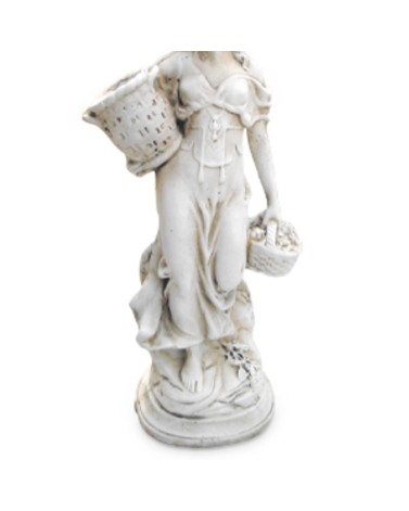 Statue de Jardin en Pierre XL Fille avec deux paniers