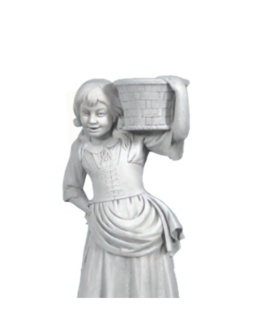Statue de Jardin en Pierre Fillette Portant un Panier