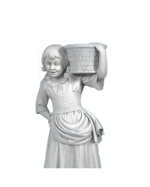 Statue de Jardin en Pierre Fillette Portant un Panier