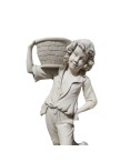 Statue de Jardin en Pierre Garçon Portant un Panier