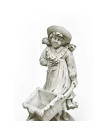 Statue de Jardin en Pierre Fillette avec Jardinière