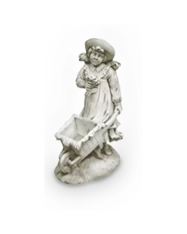 Statue de Jardin en Pierre Fillette avec Jardinière