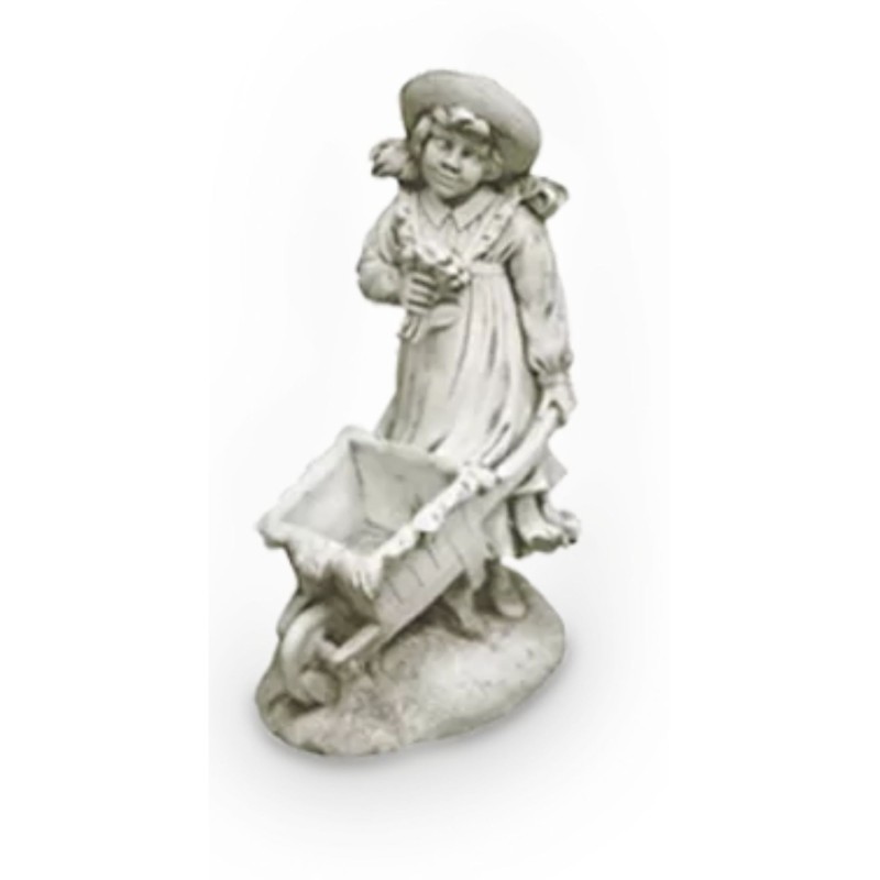 Statue de Jardin en Pierre Fillette avec Jardinière