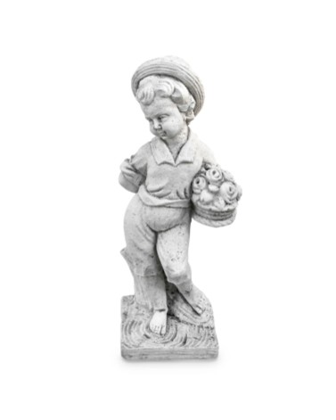 Statue de Jardin en Pierre Garçon au Printemps