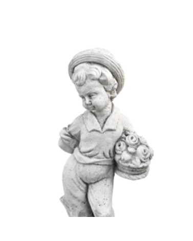 Statue de Jardin en Pierre Garçon au Printemps