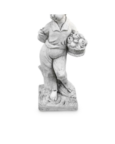 Statue de Jardin en Pierre Garçon au Printemps