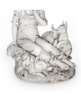 Statue de Jardin en Pierre Fillette avec ses Lapins H.70 cm