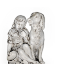 Statue de Jardin en Pierre Fillette Assise avec son Chien H.55 cm