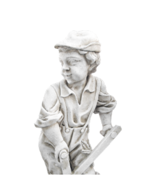 Statue de Jardin en Pierre Garçon avec une Faux H.84 cm