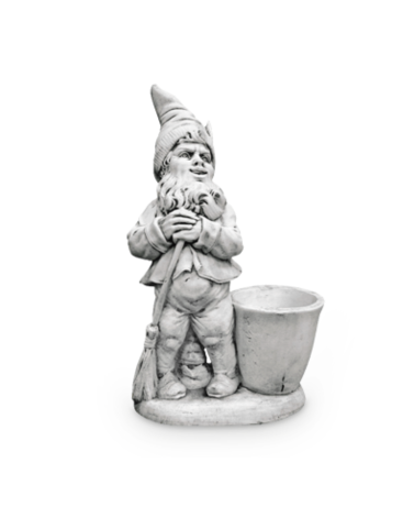 Statue de Jardin en Pierre Nain avec pot de Fleurs H.90 cm