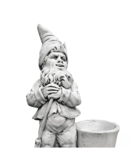 Statue de Jardin en Pierre Nain avec pot de Fleurs H.90 cm