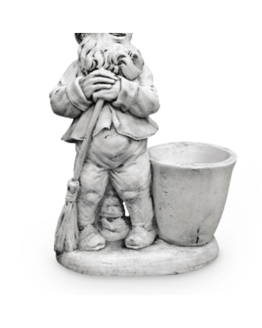 Statue de Jardin en Pierre Nain avec son Balai