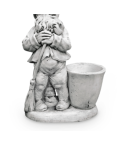 Statue de Jardin en Pierre Nain avec pot de Fleurs H.90 cm