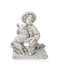 Statue de Jardin en Pierre Garçon avec son Chien H.78 cm