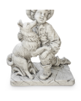 Statue de Jardin en Pierre Garçon avec son Chien H.78 cm