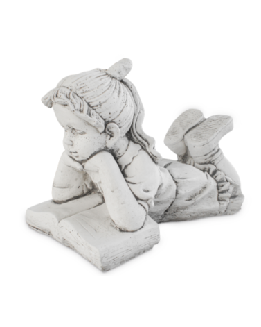 Statue de Jardin en Pierre Fille Lisant un Livre H.47 cm