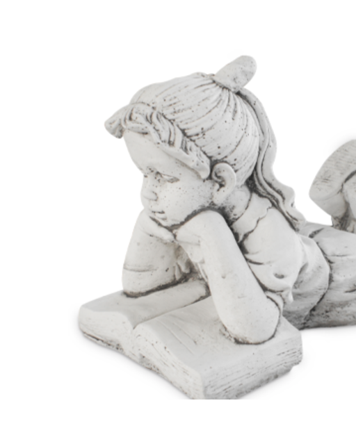 Statue de Jardin en Pierre Fille Lisant un Livre H.47 cm