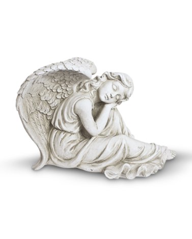 Statue de Jardin en Pierre Ange Assis H.34 cm